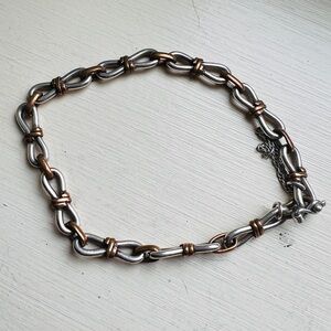 VINTAGE STERLING SILVER/COPPER  UNIQUE LINK BRACELET 12GRAMS